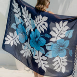 Hawaiian-beach-sarong-hibiscus-floral-black-blue-white