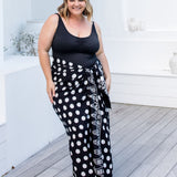 beach-sarong-black-bone-polka-dot-fringeless-australia