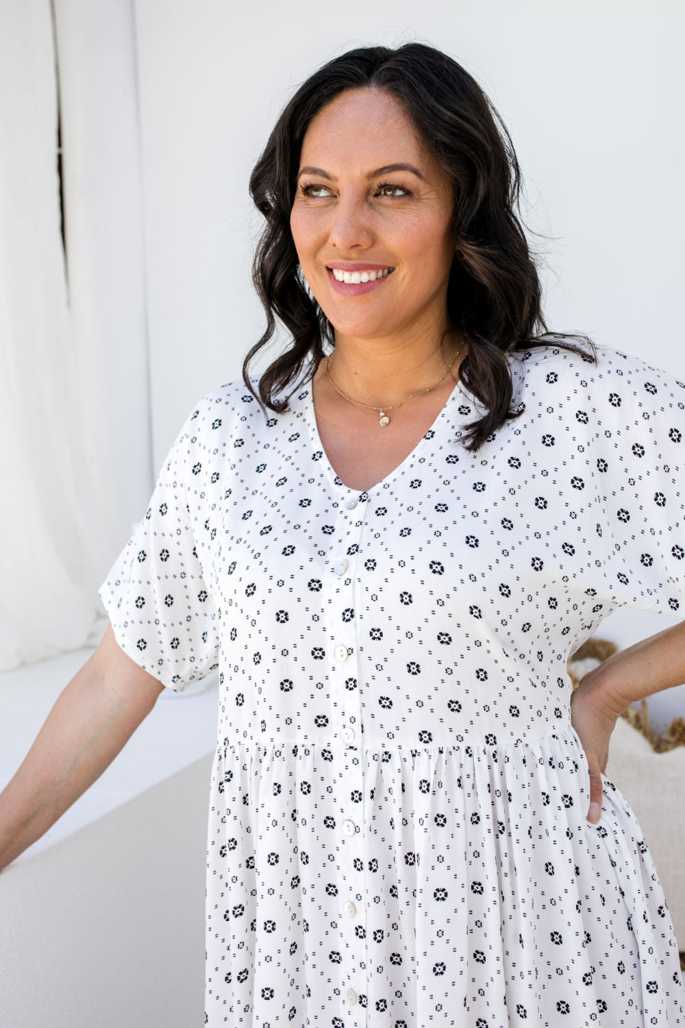 casual-dress-white-with-black-geometric-print-design
