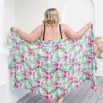extra-large-sarong-Hawaiian-pink-floral-green-white
