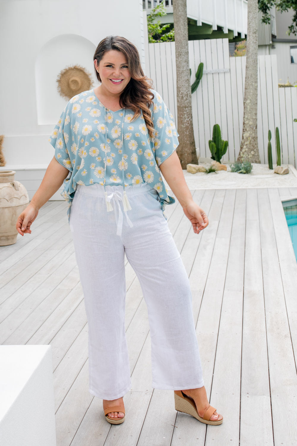kaftan-top-plus-size-resort-wear-sunflower-blue-white