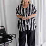Analyzing image     ladies-kaftan-top-black-white-stripe