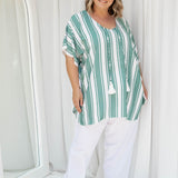 ladies-kaftan-top-stripe-green-white
