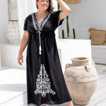 ladies-long-kaftan-dress-black-white-embroidery
