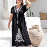 ladies-long-kaftan-dress-black-white-embroidery
