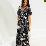 ladies-long-summer-dress-black-white-resort-wear-style