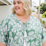 ladies-plus-size-long-kaftan-green-white-floral-resort-style