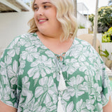 ladies-plus-size-long-kaftan-green-white-floral-resort-style