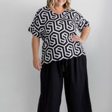 ladies-summer-blouse-top-black-white-geo-print-design
