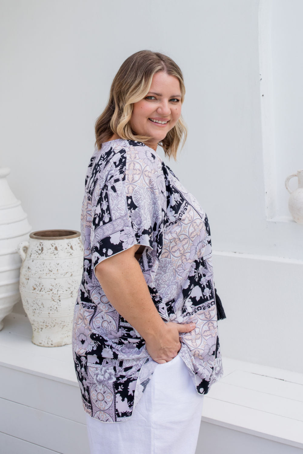 ladies-summer-kaftan-top-black-cream-mauve-patchwork-print