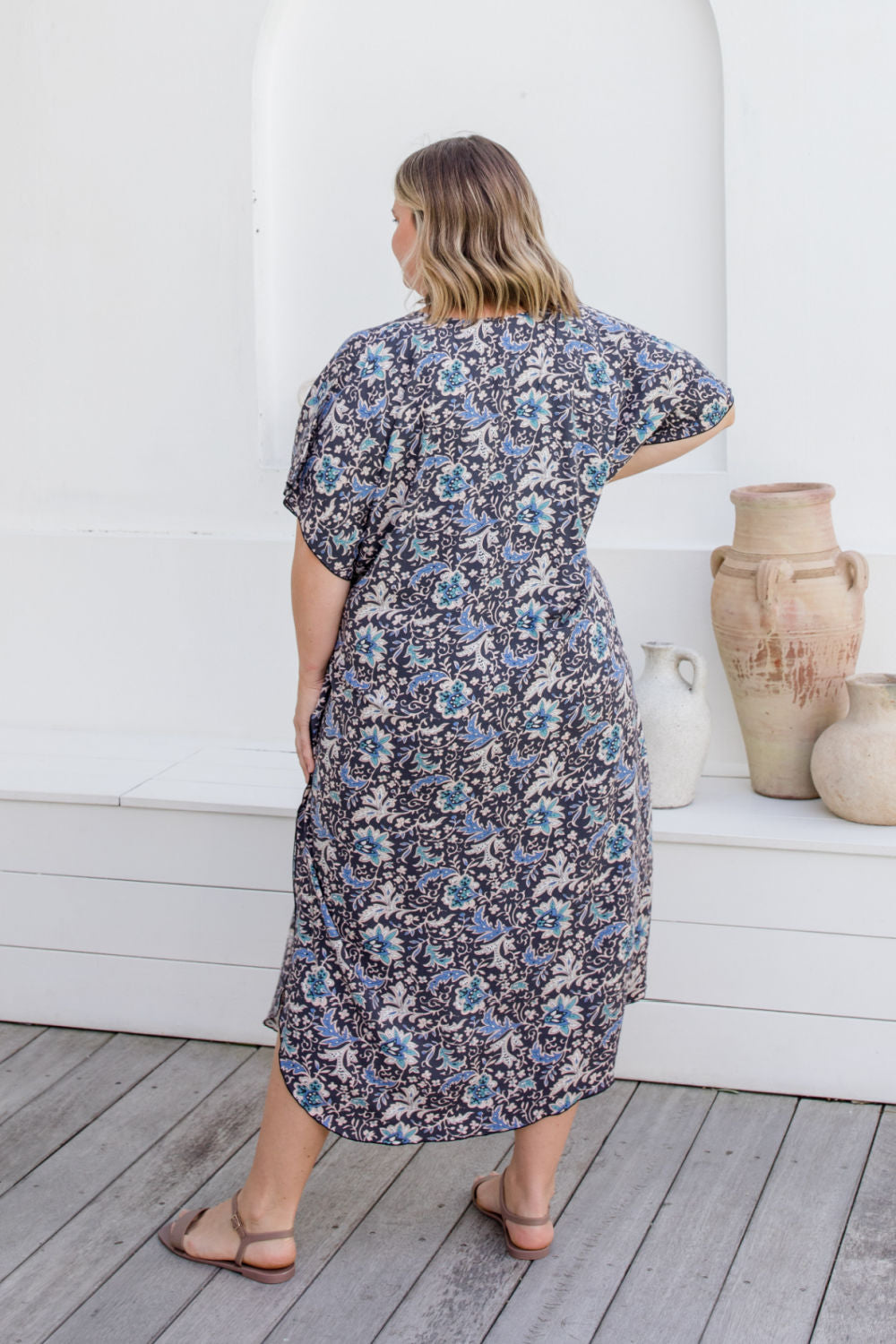 ladies-summer-maxi-kaftan-dress-blue-latte-off-white-floral-design