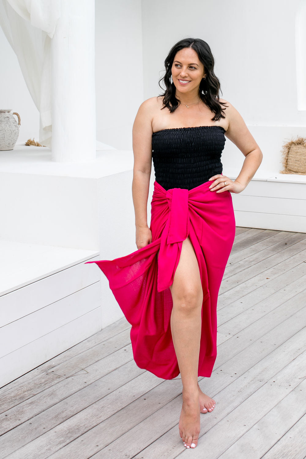 large-beach-sarong-dark-pink-fringeless