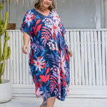 long-kaftan-dress-resort-style-pink-floral-blue-base