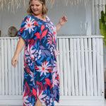 long-kaftan-dress-resort-wear-blue-pink-floral-blue