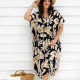 Langes Kaftankleid - Latte Leaves