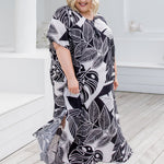 long-plus-size-summer-kaftan-dress-black-white-leaf-design