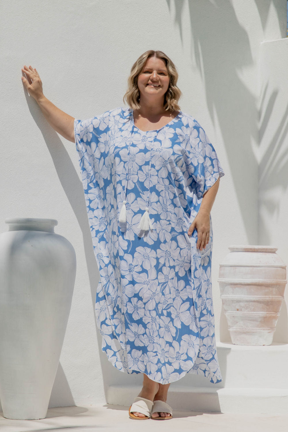 long-summer-kaftan-dress-blue-white-floral