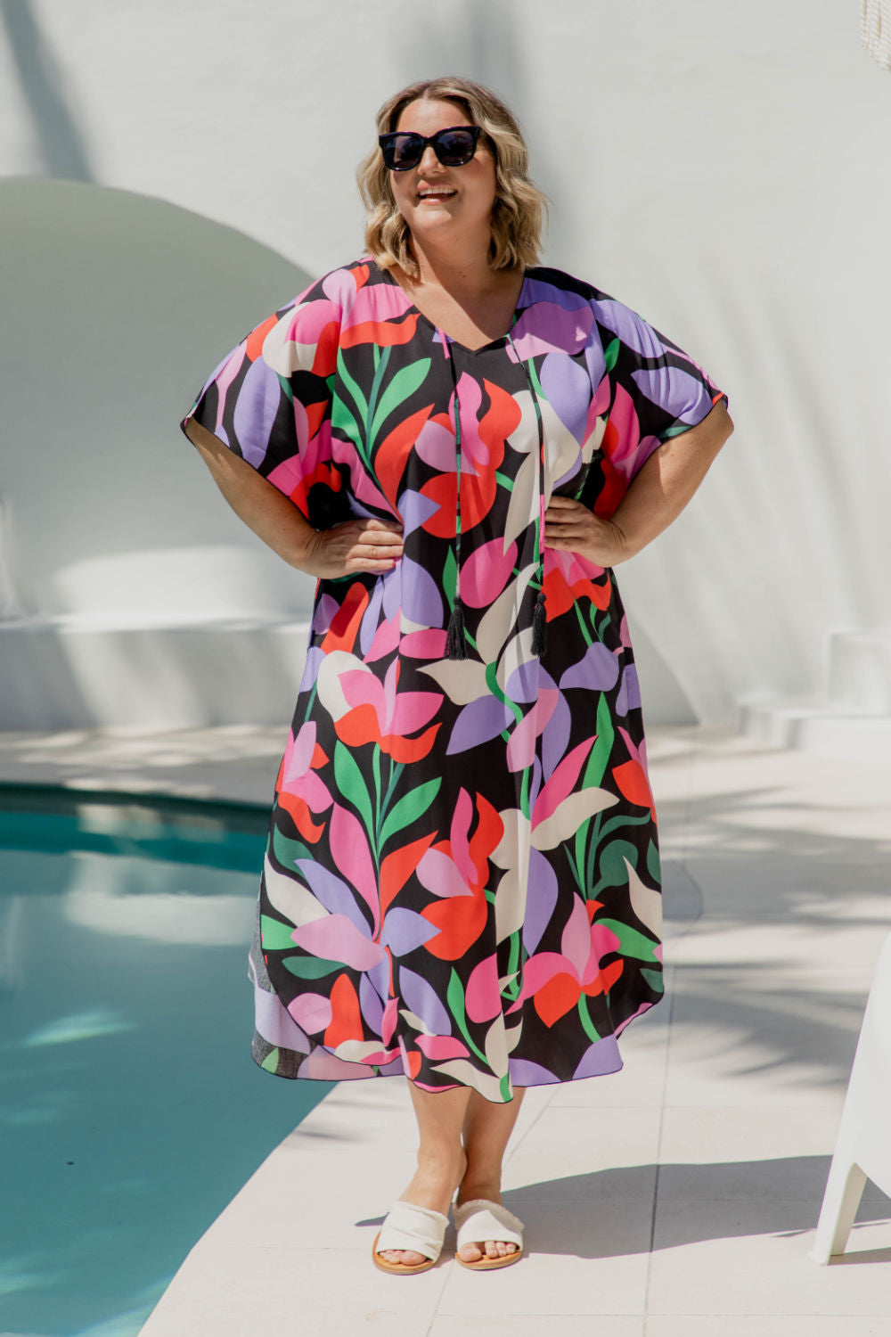 long-summer-kaftan-style-dress-florals-black-red-pink-mauve-plus-size