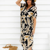Langes Kaftankleid - Latte Leaves