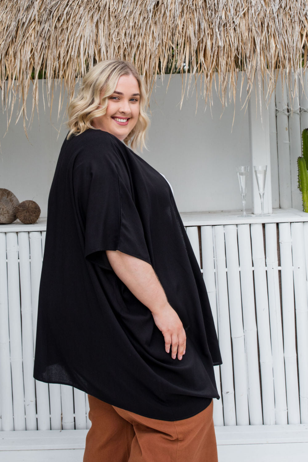plus-size-black-casual-kimono
