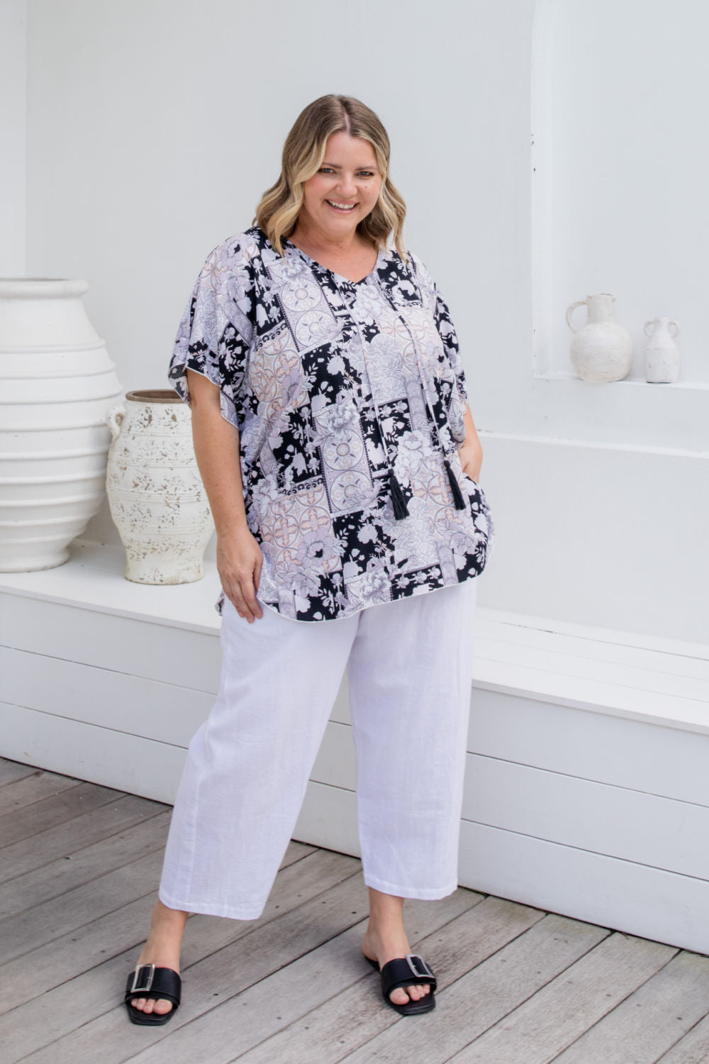 plus-size-kaftan-top-black-cream-mauve-patchwork-print