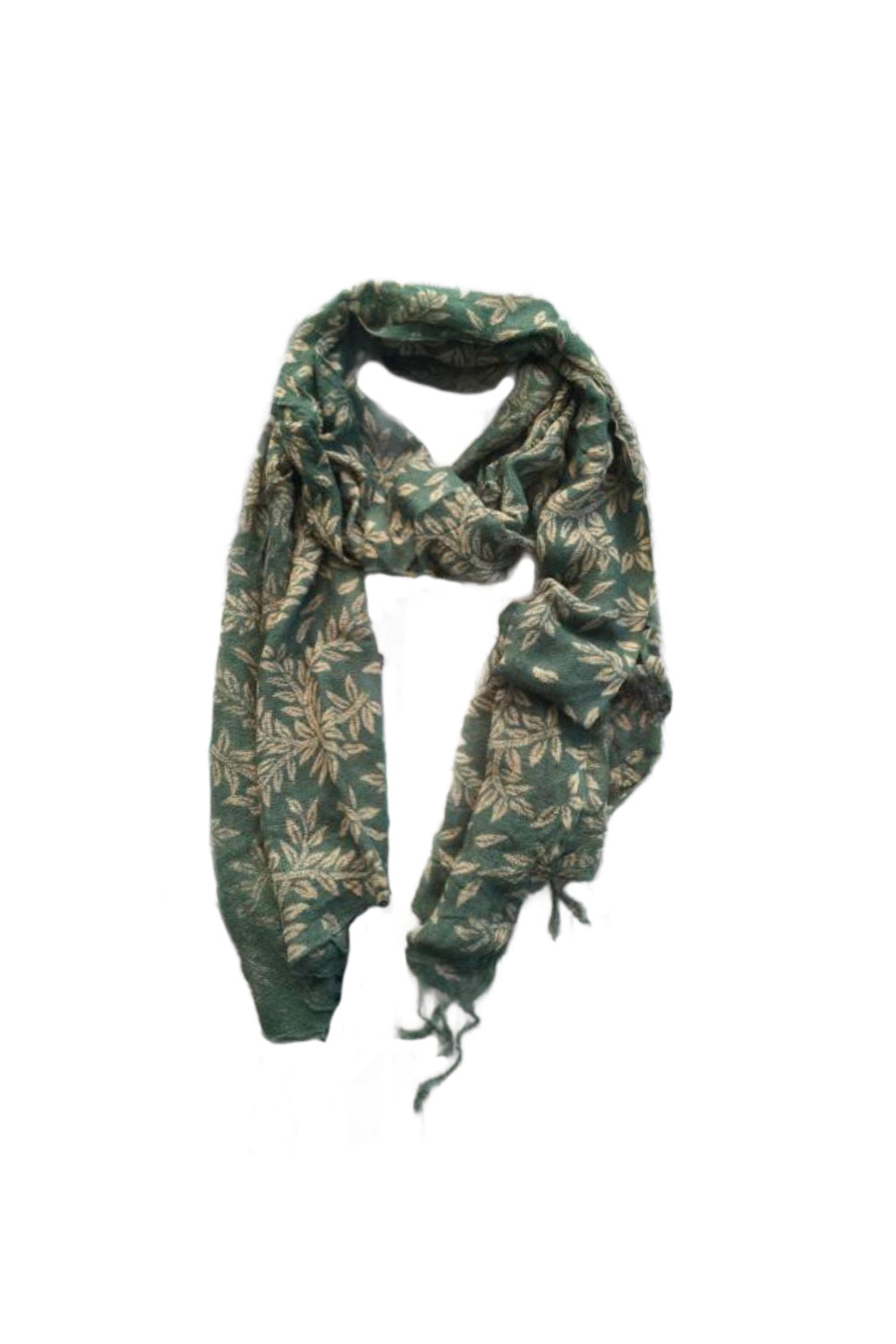 scarf-green-cream-leaf-design