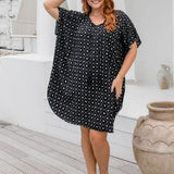 short-beach-kaftan-dress-black-white-geo-print-design