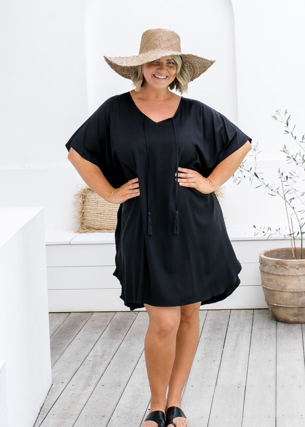 womens-short-kaftan-dress-black