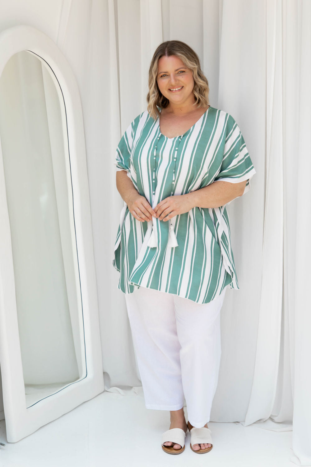summer-kaftan-top-stripe-green-white