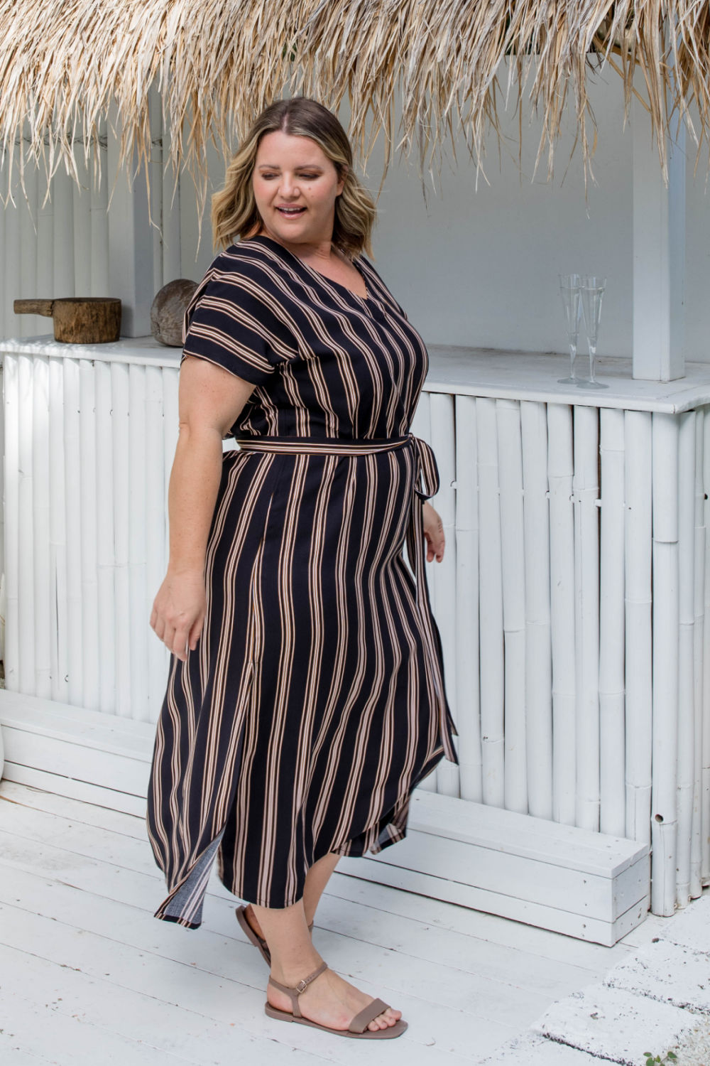 summer-maxi-dress-stripe-black-caramel-cream