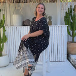 long-kaftan-dress-black-white-geometric-border-print