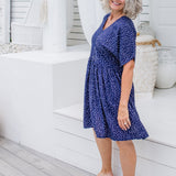 casual-summer-dress-blue-white-polka-aline