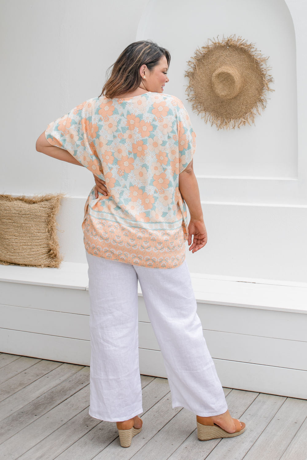 kaftan-top-peach-floral-plus-size