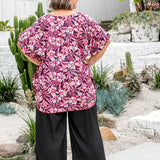 plus-size-kaftan-top-resort-wear-black-pink-oriental-lily