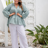 ladies-casual-plus-size-summer-top-grey-white-stripe