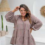 ladies-casual-summer-top-mocha-white-stripe