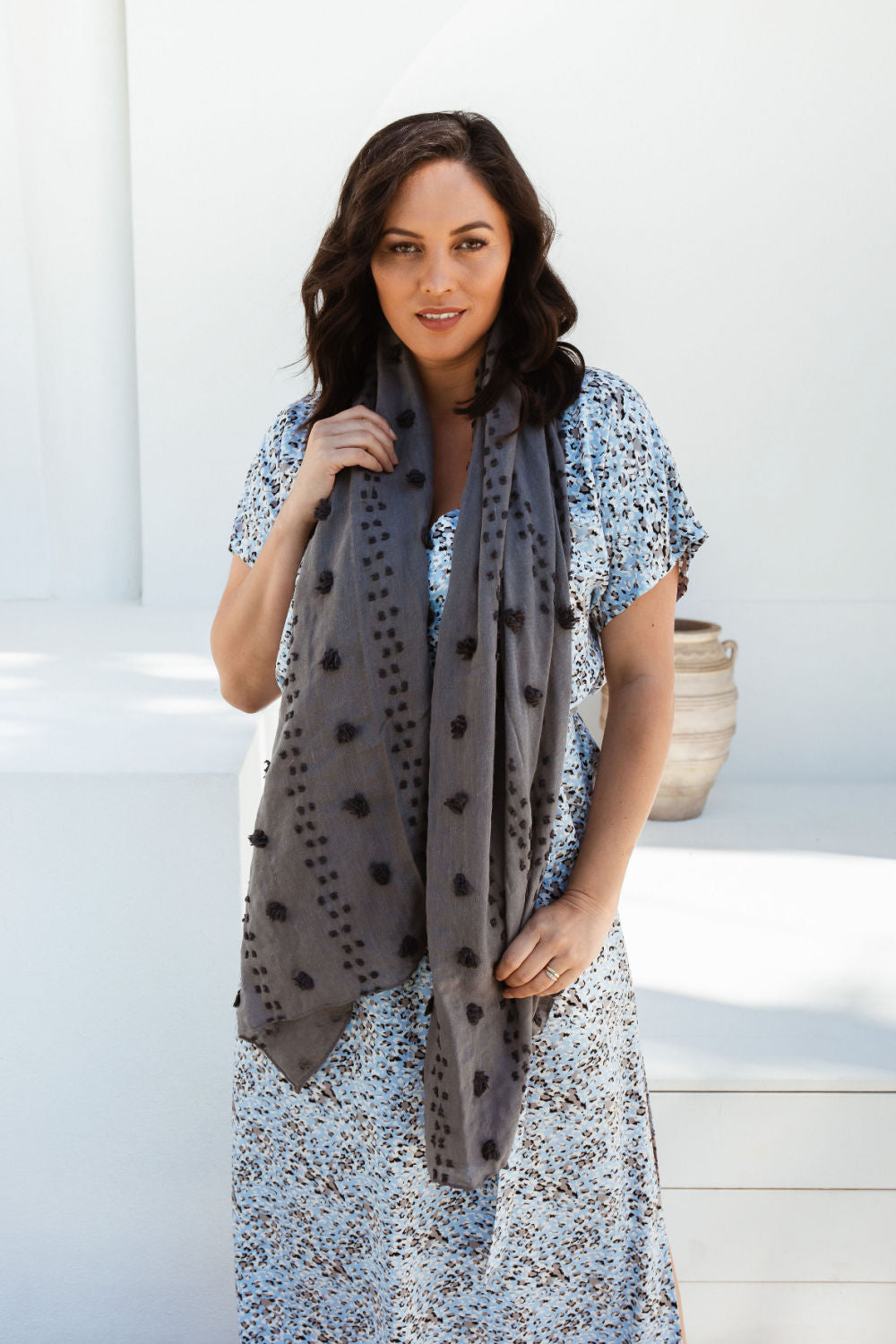 ladies-large-scarf-wrap-grey-pom-pom