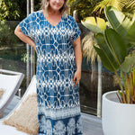 ladies-long-kaftan-dress-blue-white-geometric-design