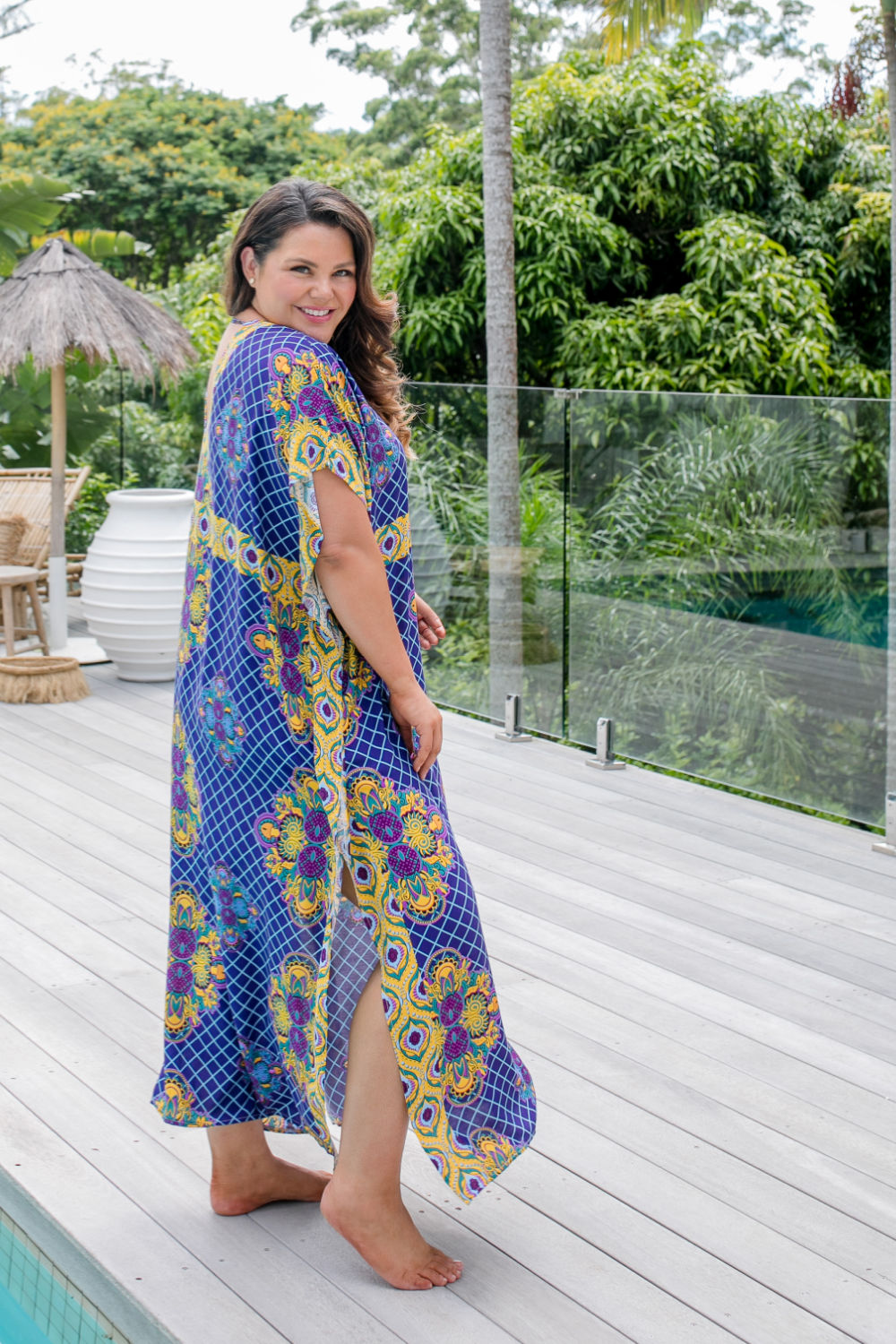 ladies-long-kaftan-dress-mandala-geometric-blue-purple-yellow