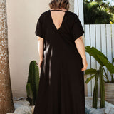 ladies-long-summer-dress-black-aline