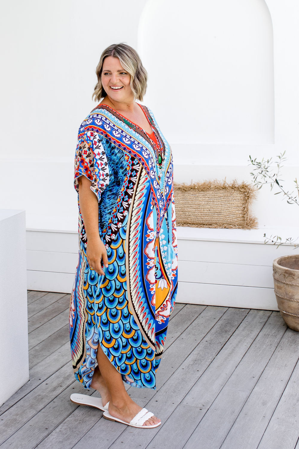 ladies-plus-size-kaftan-dress-blue
