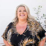 ladies-plus-size-long-summer-kaftan-dress-black-brown-bamboo-leaf-design