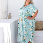 ladies-plus-size-summer-kaftan-protea-flower-green-grey-caramel