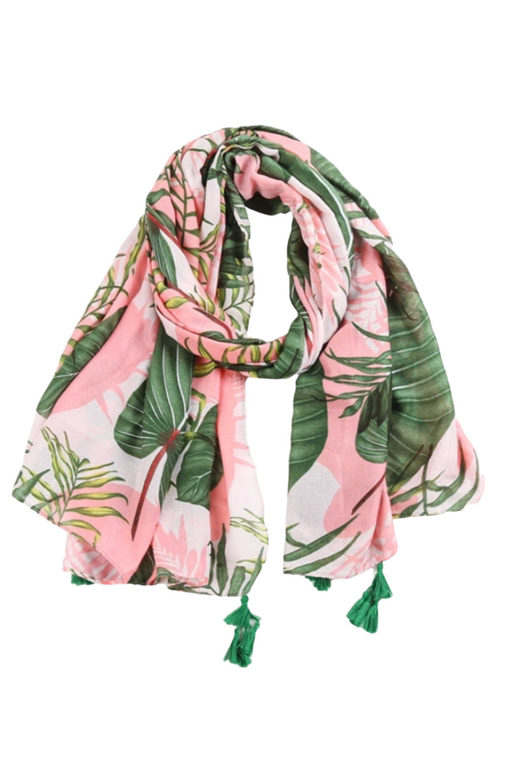 womens-cotton-scarf-pink-green-palm-leaf-design