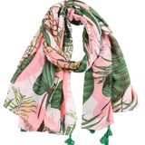 womens-cotton-scarf-pink-green-palm-leaf-design