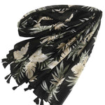 ladies-black-scarf-leaf-design-olive-green-latte
