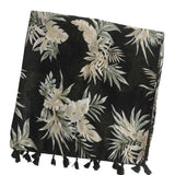 ladies-cotton-scarf-black-olive-green-leaf-design