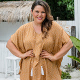 ladies-summer-kaftan-top-caramel-white-polka-dot