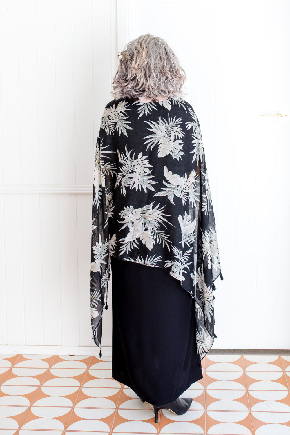 large-womens-scarf-black-olive-green-leaf-design-cotton