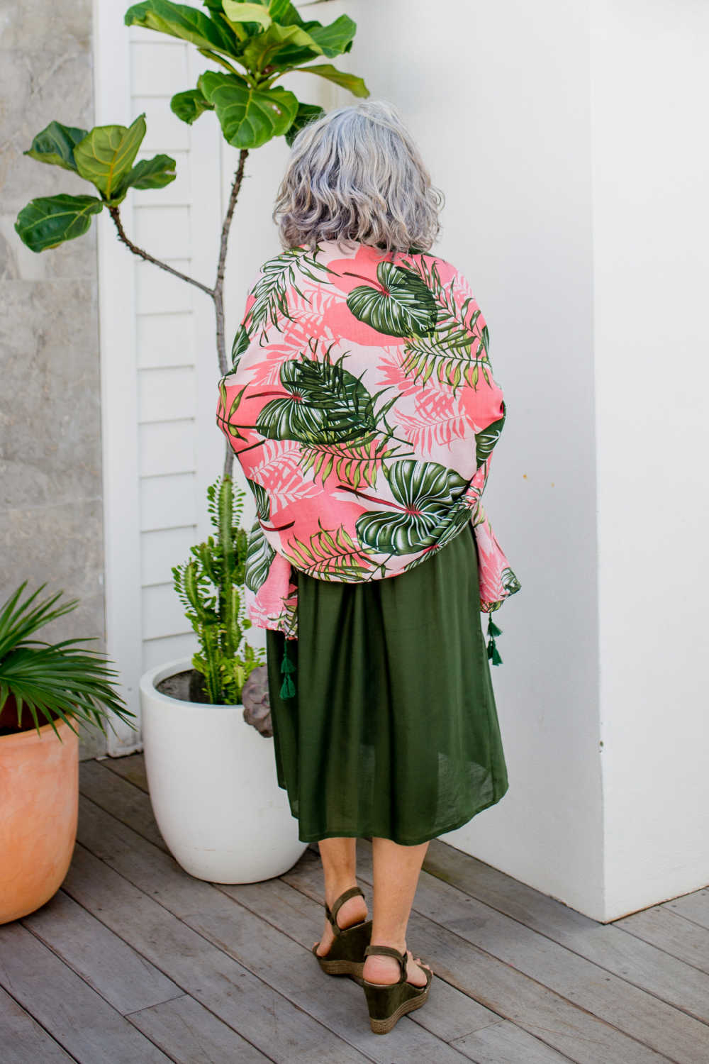 large-womens-scarf-pink-green-palm-leaf-design